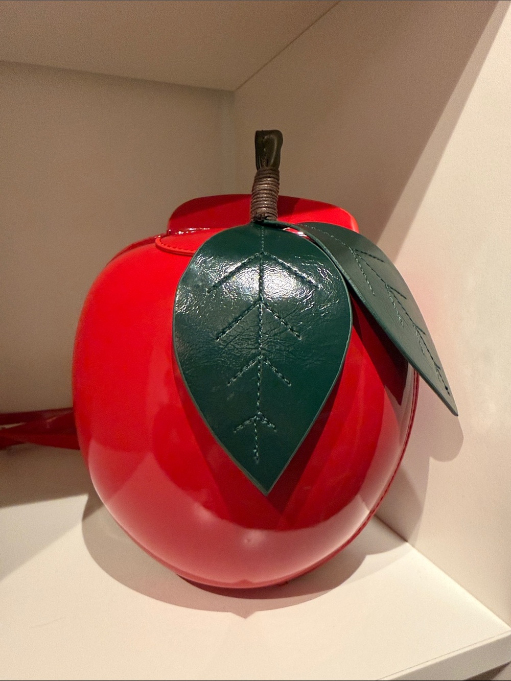 Red Apple with Green Leaves Purse